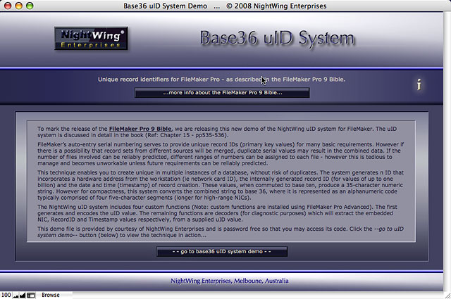 Base36 uID demo for FileMaker Pro