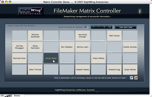 Matrix Controller demo for FileMaker Pro