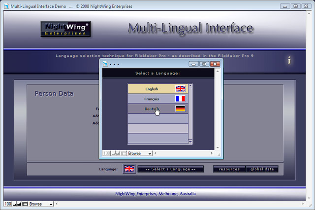 Multi-Lingual Interface System for FileMaker Pro
