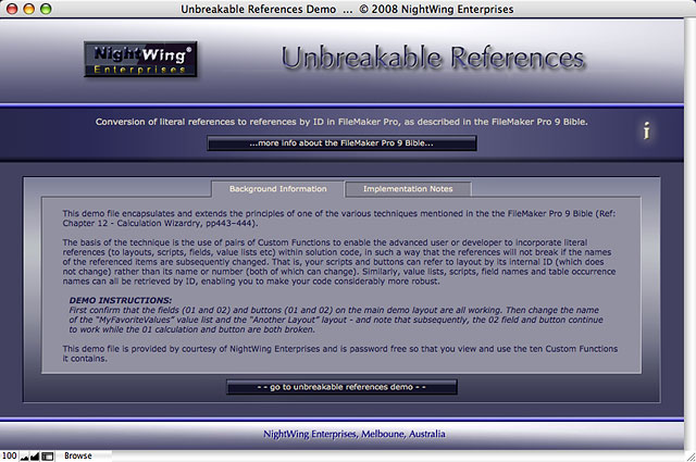 Unbreakable References Demo for FileMaker Pro 9