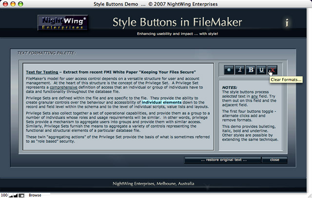 Style Buttons demo for FileMaker Pro