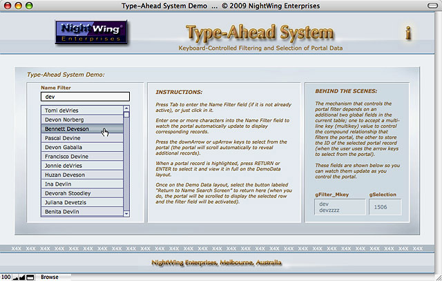 Type-Ahead System demo for FileMaker Pro